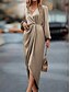 cheap Work Dresses-Women&#039;s Casual Dress Midi Dress Ruched Casual V Neck Long Sleeve Champagne Wine Green Color