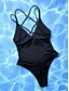 billiga One-piece-baddräkter-Dam Badkläder En bit Monokini Baddräkt Öppen rygg Magkontroll Hög midja Smal Semester Standkläder Ensfärgat V-hals Ärmlös Baddräkter