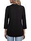 billige Enkle bluser-Dame Polo skjorter Patchwork Lynlås Helfarve Basale Afslappet 3/4-ærmer V-hals Almindelige toppe Daglig Sort Lyserød Forår &amp; Vinter