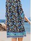 billige Boho-kjoler-Dame Mini kjole Uformell kjole Boho-kjole Fritid Daglig Normal Blomstret 3/4 ermer V-hals Hvit Rosa Navyblå Sommer Vår
