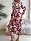 baratos Vestidos Florais Elegantes-Mulheres Vestido midi Vestido casual Vestido Swing Vestido A Line Casual Diário Normal Floral Manga Longa Decote V Vinho Verde cáqui Verão Primavera Outono