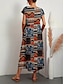 preiswerte Ausgefallene Kleider-Damen Maxidress Casual kleid Schaukelkleid Boho-Kleid Vintage Brautkleider schlicht Täglich Regular Fit Blumen Farbblock Kurzarm Rundhalsausschnitt Gelb Rote Blau Sommer Frühling Herbst