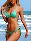 baratos Conjuntos de Bikini-Mulheres Roupa de Banho Biquíni 2 partes Cavado roupa de banho Frente Única Delgado Férias Roupa de Praia Côr Sólida Halter pescoço Sem Manga Fatos de banho