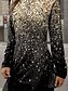 voordelige Kunst &amp; Design Jurk-Dames Mini-jurk Sweaterjurk Casual jurk Winter jurk Corset Jurk Casual Feest Straat Casual Normale pasvorm Ombre Strakke ronde hals Goud Herfst Winter