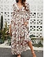 cheap Casual Dresses-Women&#039;s Chiffon Floral V Neck Maxi Dress Long Sleeve Spring Fall