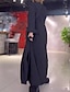 abordables robe noire midi-robe noire Femme Robe Maxi Ruché Drapée Formel Soirée Elégant Grande occasion Col V manche longue Ample Noir Rouge Bleu S M L XL 2XL