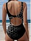 billige Badedragter-Kvinders one-piece badedragt slankende monokini rygfri mavekontrol høj talje slank ferie strandtøj geometrisk U-hals ærmeløs badedragt
