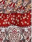 billige Boho-kjoler-Dame Maxikjole Uformell kjole Swingkjole Kjole med A-linje Boho-kjole Fritid Daglig Normal Blomstret Langermet V-hals Brun Sommer Vår Høst