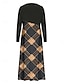 abordables Vestidos de punto-Vestido casual para mujer, estampado gráfico, cuello en V, vestido largo, elegante, informal, para fiesta, cita, manga larga, otoño e invierno