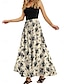 billige Nederdele-kvinders lange nederdel maxi nederdele patchwork blomstergrafik gå ud afslappet dagligt sommer elegant vintage blå sort blå kaki
