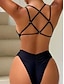 billiga One-piece-baddräkter-Dam Badkläder En bit Monokini Baddräkt Öppen rygg Magkontroll Hög midja Smal Semester Standkläder Ensfärgat V-hals Ärmlös Baddräkter