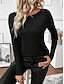 voordelige Kant Tops-Vrouwen Elegante Kant Tops Eyelet Sexy Blouse Casual Effen Kleur Reguliere Tops Lange Mouw Crew Hals Kant Patchwork Reguliere Pasvorm Dagelijkse Zwart Romantische Petite Tops Zomer Vakantiekleding