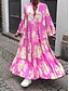 abordables Vestidos de vacaciones-Vestido largo de mujer con escote dividido y flores, manga larga, verano primavera