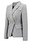 billige Blazere og dresser-Dame Blazer Arbeid Gate Høst Vinter Normal Frakk Normal Pustende Elegant Stilfull Jakker Langermet ikke-utskrift Helfarge Striper og rutete Med lommer Hvit+Svart Svart Rød