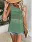tanie Tank topy i topy na ramiączkach damskie-Koszulka na ramiączkach dla kobiet kamizelka modny streetwear w paski nadruk bez rękawów regularne topy dekolt okrągły casual zielona letnia