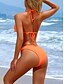 baratos Conjunto de biquíni de 3 peças-Mulheres Roupa de Banho Biquíni Cobertura Três Peças Cavado roupa de banho Frente Única Delgado Férias Roupa de Praia Côr Sólida Halter pescoço Sem Manga Fatos de banho