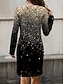 voordelige Kunst &amp; Design Jurk-Dames Mini-jurk Sweaterjurk Casual jurk Winter jurk Corset Jurk Casual Feest Straat Casual Normale pasvorm Ombre Strakke ronde hals Goud Herfst Winter