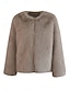 billige Pels &amp; Lær-Dame Vinterfrakk Hold Varm Pustende Lapper Elegant Mote Helfarge Fest Cardigan Crewneck Normal Langermet Yttertøy Svart Hvit Kakifarget Høst Vinter