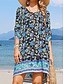 billige Boho-kjoler-Dame Mini kjole Uformell kjole Boho-kjole Fritid Daglig Normal Blomstret 3/4 ermer V-hals Hvit Rosa Navyblå Sommer Vår