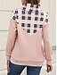 billiga Grafisk butik Sweatshirts &amp; Huvtröjor-dam sweatshirt ledig rutig street dailywear cow neck print långärmad rosa grön mörkgrå höst vinter