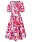 cheap Casual Dresses-Women&#039;s Polyester Floral V Neck Maxi Dress Short Sleeve Summer Spring