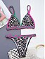 billiga Bikiniset-Dam Badkläder Bikini 2 st Kaxig Baddräkt Öppen rygg Smal Semester Standkläder Leopard V-hals Ärmlös Baddräkter