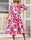 cheap Casual Dresses-Women&#039;s Polyester Floral V Neck Maxi Dress Short Sleeve Summer Spring