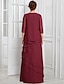 abordables Con chaqueta-Vestido formal madre de la novia de dos piezas azul A-Line elegante con brillo y cuello joya largo hasta el suelo de gasa con mangas de medio largo botones y apliques de flores
