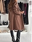 billiga Trenchcoats-Dam Kappa Håller värmen Bekväm Knappar Elegant Ensfärgat Dagliga kläder Enkelknäppt V-hals Normal Långärmad Ytterkläder Svart Kaki Kaffe Vinter