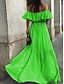 preiswerte Kleider für die Ferien-Damen Casual kleid Maxidress Rüsche Rückenfrei Brautkleider schlicht Schulterfrei Kurzarm Blau Fuchsie Grün Farbe