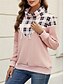 billiga Grafisk butik Sweatshirts &amp; Huvtröjor-dam sweatshirt ledig rutig street dailywear cow neck print långärmad rosa grön mörkgrå höst vinter