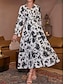 cheap Casual Dresses-Women&#039;s Polyester Floral V Neck Maxi Dress Long Sleeve Summer Spring