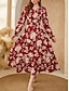 cheap Casual Dresses-Women&#039;s Polyester Floral V Neck Maxi Dress Long Sleeve Summer Spring