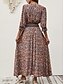 preiswerte Ausgefallene Kleider-Damen Maxidress Casual kleid Schaukelkleid A Linie Kleid Boho-Kleid Brautkleider schlicht Täglich Regular Fit Blumen Paisley-Muster Halbe Ärmel V Ausschnitt Blau Braun Sommer Frühling Herbst