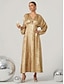 economico GIALLO-Abiti da Festa in Stile Sirena  Tromba Abito Elegante Carnevale Formale Maniche Lunghe Asimmetriche Scollo a V Nylon con Glitter