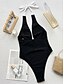 billiga One-piece-baddräkter-Dam Badkläder En bit Monokini Baddräkt Öppen rygg Magkontroll Hög midja Smal Semester Standkläder Grafisk Halterneck Ärmlös Baddräkter
