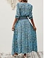 preiswerte Ausgefallene Kleider-Damen Maxidress Casual kleid Schaukelkleid A Linie Kleid Boho-Kleid Brautkleider schlicht Täglich Regular Fit Blumen Paisley-Muster Halbe Ärmel V Ausschnitt Blau Braun Sommer Frühling Herbst