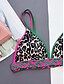 billiga Bikiniset-Dam Badkläder Bikini 2 st Kaxig Baddräkt Öppen rygg Smal Semester Standkläder Leopard V-hals Ärmlös Baddräkter