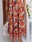 preiswerte Ausgefallene Kleider-Damen Maxidress Casual kleid Schaukelkleid A Linie Kleid Boho-Kleid Brautkleider schlicht Täglich Regular Fit Blumen Kurzarm V Ausschnitt Rote Sommer Frühling Herbst