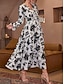 cheap Casual Dresses-Women&#039;s Polyester Floral V Neck Maxi Dress Long Sleeve Summer Spring