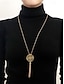preiswerte Halskette für Damen-Lange goldene Halskette mit Anhänger für Damen mit aufwendigem Blumenmuster und Quastenakzent – eleganter Statement-Schmuck für legere und formelle Outfits