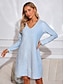 cheap Plain Dresses-Women&#039;s Sequin Dress Mini Dress Sequins Draped Elegant Formal V Neck Long Sleeve Blue Color