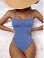 billiga One-piece-baddräkter-Dam Badkläder En bit Monokini Baddräkt Öppen rygg Magkontroll Hög midja Smal Semester Standkläder Ensfärgat Halterneck Ärmlös Baddräkter