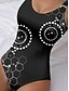 billige Badedragter-Kvinders one-piece badedragt slankende monokini rygfri mavekontrol høj talje slank ferie strandtøj geometrisk U-hals ærmeløs badedragt