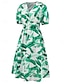 cheap Casual Dresses-Women&#039;s Polyester Floral V Neck Maxi Dress Short Sleeve Summer Spring