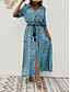 preiswerte Ausgefallene Kleider-Damen Maxidress Casual kleid Schaukelkleid A Linie Kleid Boho-Kleid Brautkleider schlicht Täglich Regular Fit Blumen Paisley-Muster Halbe Ärmel V Ausschnitt Blau Braun Sommer Frühling Herbst