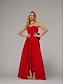abordables ROUGE-Combinaisons Robe de Soirée Élégante Robe Invité de Mariage Longueur de Sol Sans Manches Coeur Satin avec Nœud(x) Jupe Overskirt