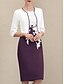 billiga Med jacka-Två Delar Skjol  Kolumn Klänning Set Mor till Bruden Klänning Bröllop Gäst Juvel Krage Knälängd Chiffon Satin Spets 3/4 Längd Ärmar Jacka Klänningar med Applikationer Racedag Klänning