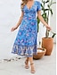 cheap Casual Dresses-Women&#039;s Polyester Floral V Neck Midi Dress Short Sleeve Summer Spring