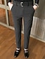 abordables Mince-Homme Remise de diplôme Dress Pants works Pantalons Chinos Pantalon en tweed Boutons Avec Poches Couleur Unie Confort Formel Soirée Travail Mode Style Classique Noir Kaki Micro-Élastique